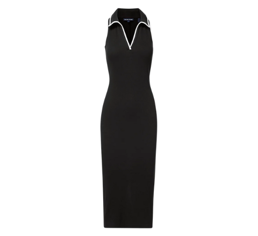 VERONICA BEARD - Sleeveless Polo Maxi Dress in Black and White