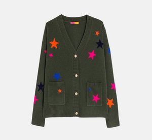 Vilagallo - Star Print Cardigan in Green