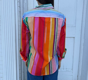 Hinson Wu - Halsey Striped Hidden Button-Up Top in Multicolor