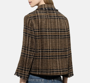 Luisa Cerano - Tweed Blazer Jacket in Brown and Black Multi