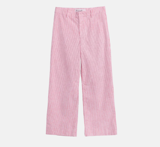 Frank & Eileen - Wexford Wide Leg Striped Linen Pants in Red and White