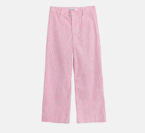 Frank & Eileen - Wexford Wide Leg Striped Linen Pants in Red and White