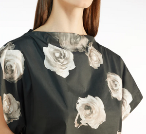 Liviana Conti - Short Sleeve Floral Print Blouse in Black and Khaki