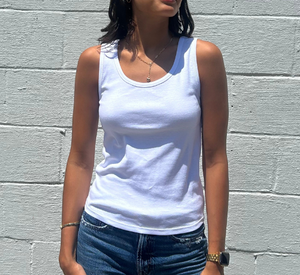 Elliot Lauren - Plain Knit Tank Top in White