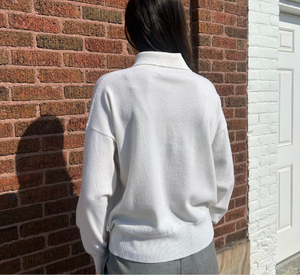 THE 73 - Sweater with Asymmetrical Collar in Ecru
