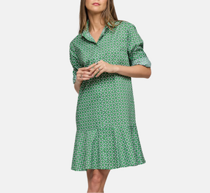 Hinson Wu - Adeline Long Sleeve Chain Link Dress in Green Combo