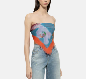 Luisa Cerano - Floral Print Scarf in Teal Multi