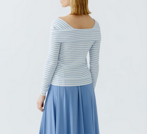 OUI - Pullover Sweater in Light Blue and White