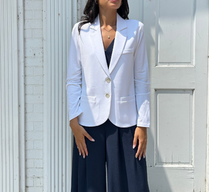 Repeat - Jersey Knit Blazer Jacket in White
