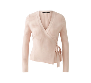 OUI - Long Sleeve Wrap Sweater in Peach