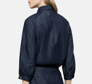 Luisa Cerano - Neck Tie Blouse in Denim Blue