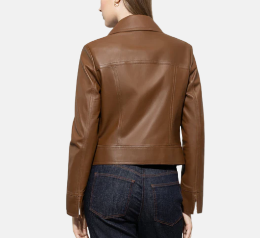 Luisa Cerano – Leather Short Jacket in Walnut