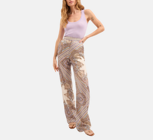 Veronica Beard - Grigore Silk Pant in Stone and Khaki
