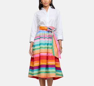 Hinson Wu - Robin 3/4 Sleeve Ombre Stripe Dress in Multicolor