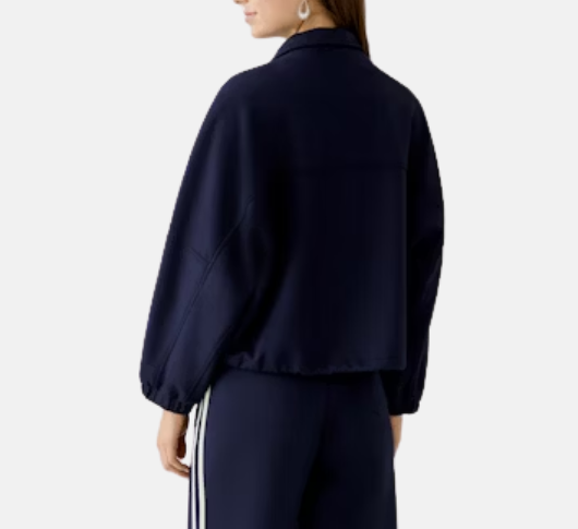 Oui - Ponte Jacket with Tech Pockets in Dark Blue