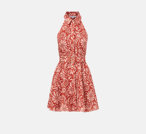 Veronica Beard - Beau Linen Halter Dress in Persimmon Multi