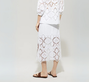 Luisa Cerano - Maxi Skirt with Eyelet Embroidery in Bleached White