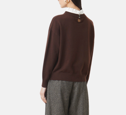 SUNCOO – Picola Sweater with Removable Collar in Prune