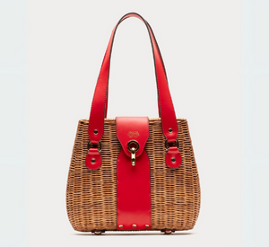 FRANCES VALENTINE - Gigi Handwoven Basket Bag in Toast Red