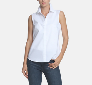 Hinson Wu - Lizette Sleeveless Woven/Knit Shirt in White