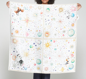 Vilagallo - Silk Scarf with Cosmic Print in Multi