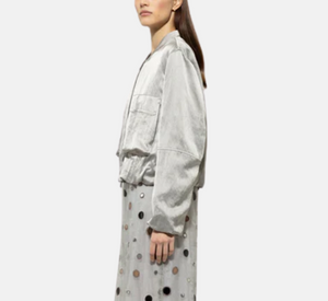 Luisa Cerano - Satin Blouson Jacket in Grey