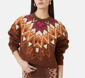 Suncoo - Pavarel Print Sweater in Chocolate Multi