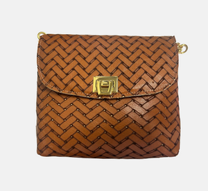M.ANDONIA - Small Textured Bag with Gold Clasp and Chain