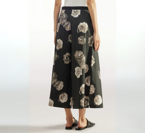 LIVIANA CONTI - Cotton Print Palazzo in Shaded Black/Beige