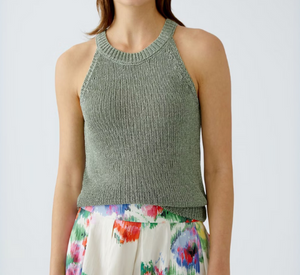 OUI - Sleeveless Knitted Top in Sage