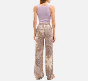 Veronica Beard - Grigore Silk Pant in Stone and Khaki