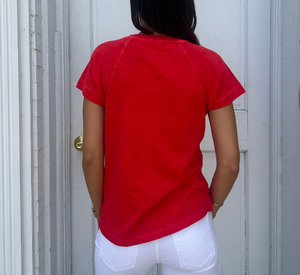 Elliot Lauren - Short Sleeve V-Neck T-Shirt in Poppy