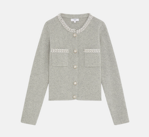 Suncoo - Garvi Cardigan with Pearls in Grey