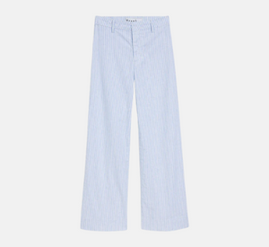 Frank & Eileen - Wexford Wide Leg Striped Linen Pants in Blue and White