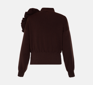Theo - Nomia Cardigan with Flower Detail in Koffee