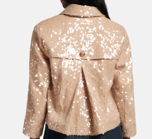 Frances Valentine - Sequin Moto Jacket in Champagne