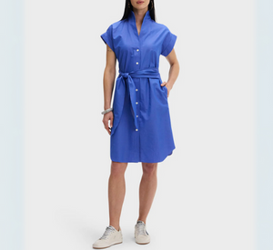 SARAH ALEXANDRA - Cap Sleeve Collared Dress in Blue Lagoon