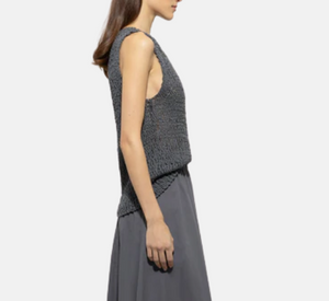 Luisa Cerano - Bouclé Knit Sleeveless Top in Cool Grey