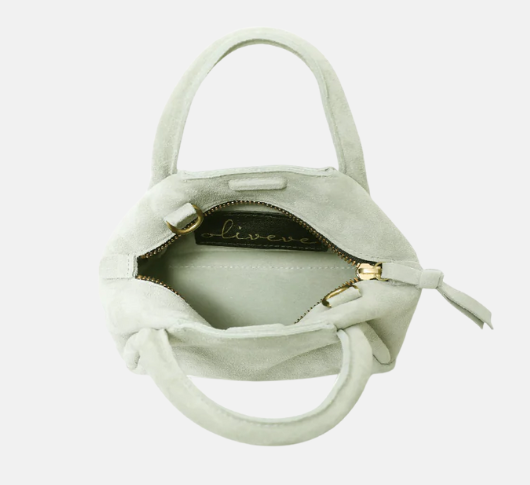 Oliveve - Mini Taya Top Handle and Crossbody Suede Bag in Seafoam