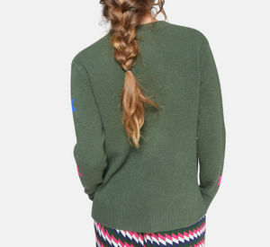 Vilagallo - Star Print Cardigan in Green