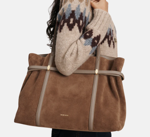 Veronica Beard - Suede Lasso Belted Tote Bag in Bark