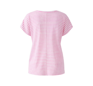 OUI - Striped Linen T-shirt in Pink and White