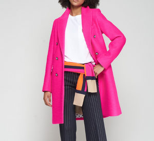 Vilagallo - Double Breasted Wool Coat in Bright Rose