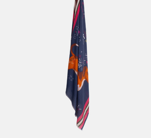 Vilagallo - Scarf with Dog Print in Navy, Red, and Olive Green