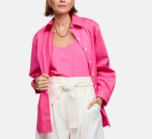 Hinson Wu - Oversized Long Sleeve Button-Up Shirt in Hot Pink