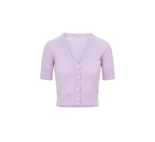 Veronica Beard - Short-Sleeve Cashmere Cardigan in Lilac