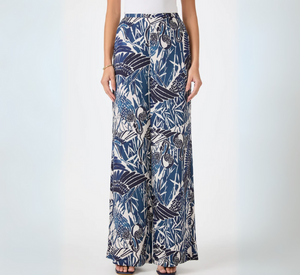 TRINA TURK - Tavia Satin Wide Leg Pant in Blue and Sand