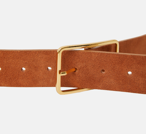B-Low The Belt - Milla Suede Belt with Gold Buckle in Cognac  display picture 1