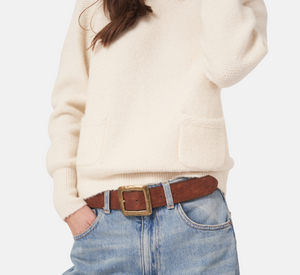 Repeat - Mock Neck Pull-On Sweater with Pocket Detail in Cream