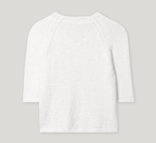 Luisa Cerano - Short Sleeve V-Neck Sweater in Bleach White